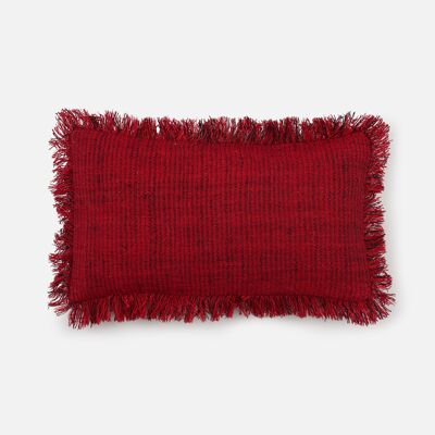 Desi handwoven wool lumbar cushion, lac red