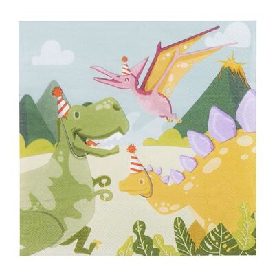 Set 20 Serviettes en papier Dino party