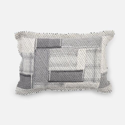 Raw chindi patchwork kantha cushion