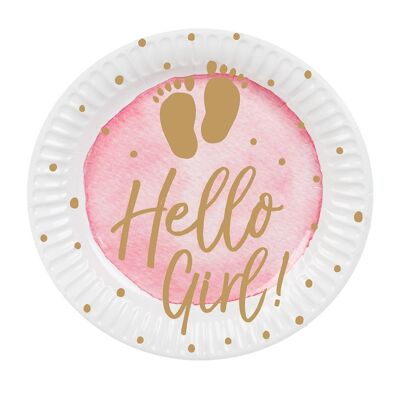 Set 10 Assiettes en papier 'Hello Girl!'