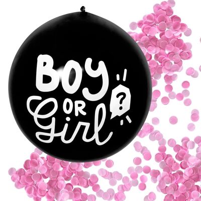 Ballon de confettis en latex 'Boy or Girl'-Rose