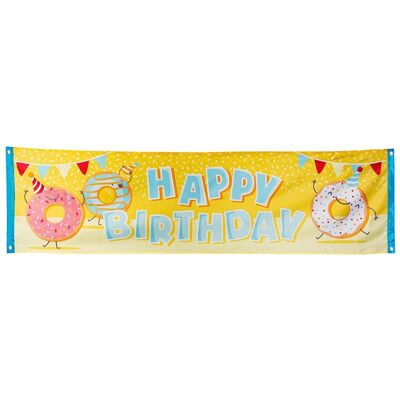 Bannière polyester Donut 'Happy Birthday'