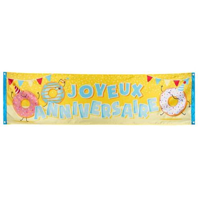 Bannière polyester Donut 'Joyeux Anniversaire'