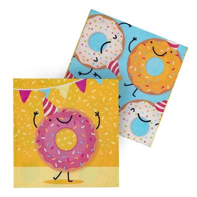 Set 20 serviettes en papier Donut