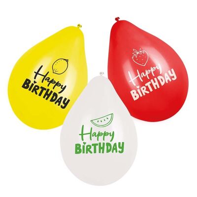 Set 6 Ballons en latex Fruit 'Happy Birthday'