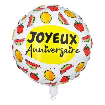 Ballon en aluminium Fruit 'Joyeux Anniversaire'