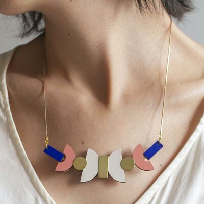 Geometric necklace | Wood and brass choker | ekster necklace