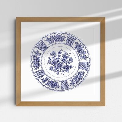 Vintage plate poster n°1, old French crockery, decoration
