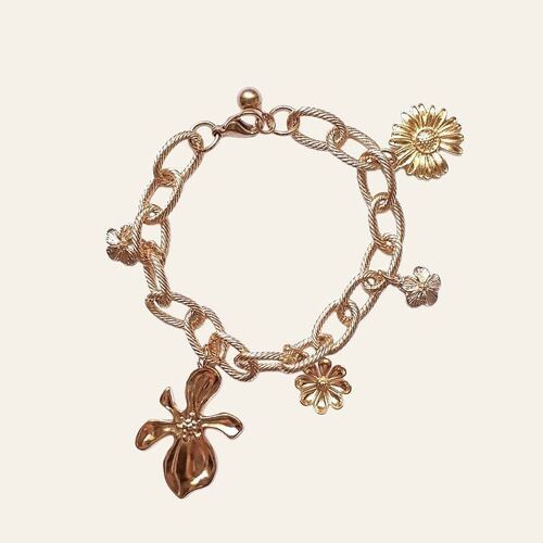 Bracelet Chaîne Jacek, Pendentifs Fleurs Zamac