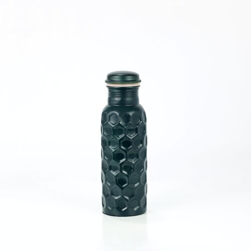 Dark Green Diamond Hammered Copper Bottle - 700ML