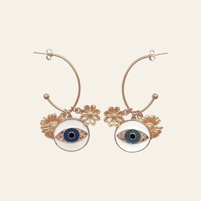 Kalie Earrings, Eye Pattern Pendants and Zamac Flowers