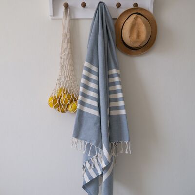 100% Cotton beach and bath towel-Quetzal Blue