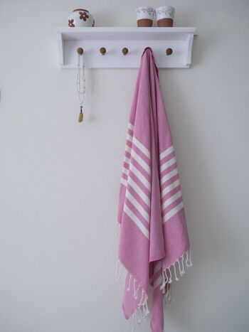 Serviette de plage et de bain 100% coton - rose 1