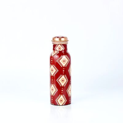Elcobre Premium Limited Edition Printed Copper Bottle – Red Checks 700 ML