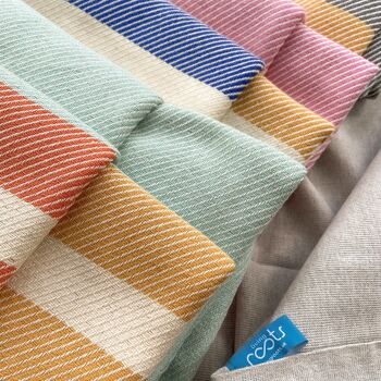 Grande serviette de plage en coton naturel à rayures, jeté de canapé - Bleu 6