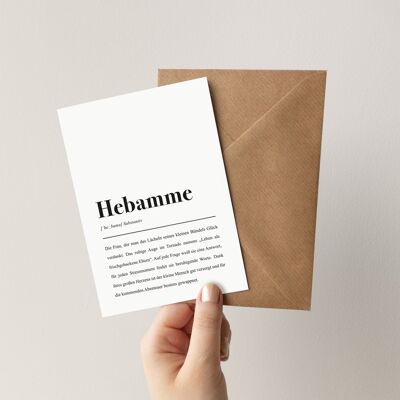 Définition de sage-femme : carte avec enveloppe