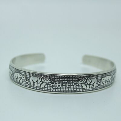 Elephant silver bangle bracelet