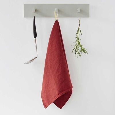 Asciugamano da cucina in lino rosso pera
