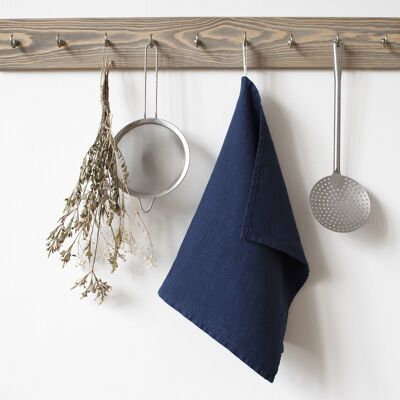 Navy Linen Kitchen Towel