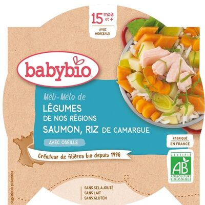 Méli-Mélo de Légumes de nos Régions Saumon et Riz de Camargue à l'Oseille 👶 dès 15 mois