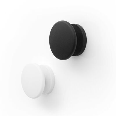 Set of 2 Magnetic Hooks, Black/White, for Coats and Bags