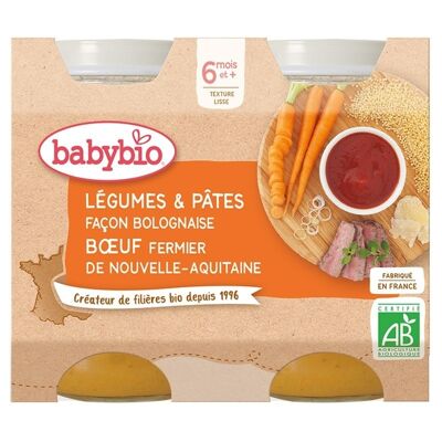 Légumes & Pâtes façon bolognaise au Boeuf fermier de Nouvelle-Aquitaine 👶 dès 6 mois
