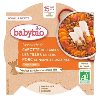 Cassolette de Carotte des Landes Lentilles du Gers Porc de Nouvelle-Aquitaine au Cumin 👶 dès 15 mois