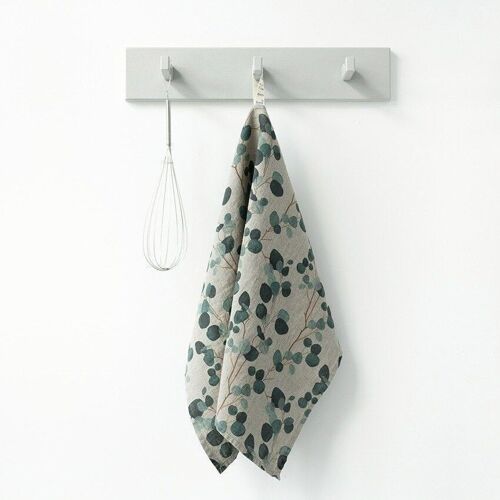 Eucalyptus on Natural Linen Kitchen Towel