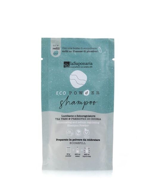 Set 5 pz EcoPowder Shampoo refill - seboregolatore (Tea Tree & Prebiotici di Cicoria)
