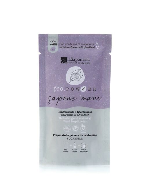 Set 5 pz EcoPowder Sapone mani refill- igienizzante (Tea Tree & Lavanda)