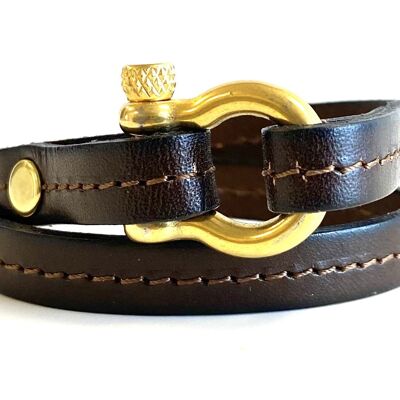 Bracciale in pelle Hermes Style marrone/oro