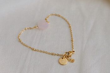 Brassard Coeur Quartz Rose & Charm Coeur - Doré 2