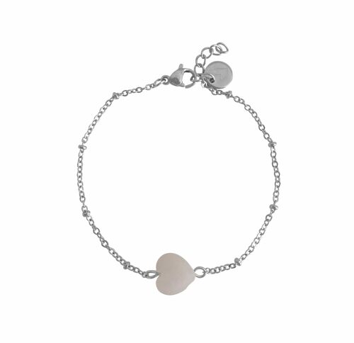 Rose Quartz Heart Armband & Heart Charm - Silver
