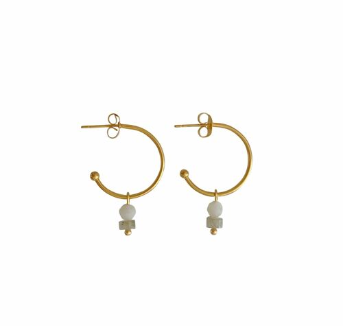 Labradorite & Jade Earrings - Gold