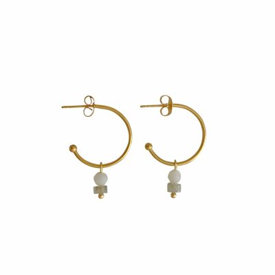 Labradorite & Jade Earrings - Gold
