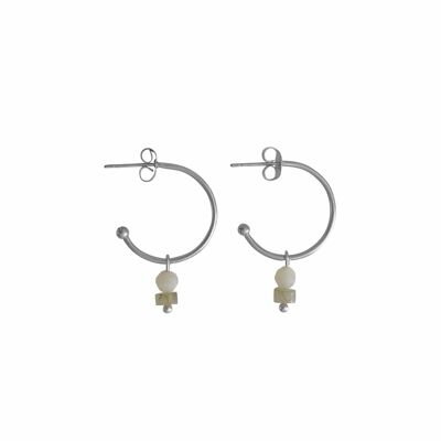 Labradorite & Jade Earrings - Silver