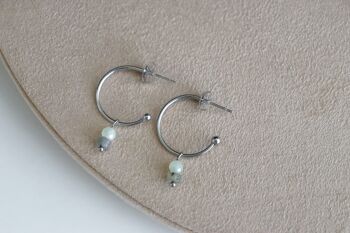 Boucles d'oreilles Labradorite & Jade - Argent 2