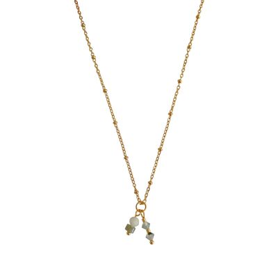 Halskette aus Mos-Achat, Jade und Labradorit - Gold