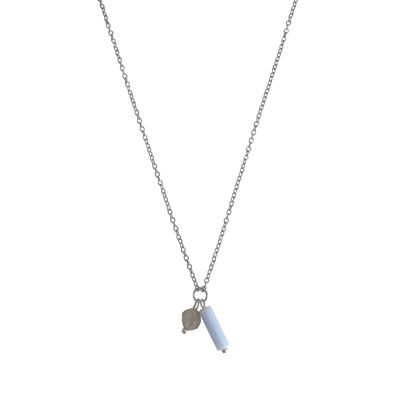 Aquamarin & Achat Halskette - Silber