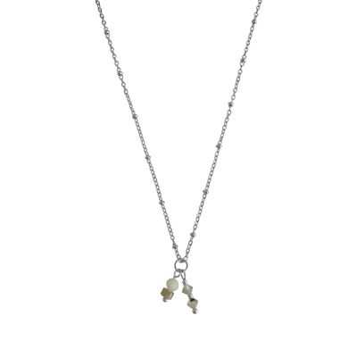 Halskette aus Mos-Achat, Jade und Labradorit - Silber