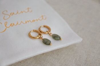 Boucles d'Oreilles Facette Labradorite - Or 2