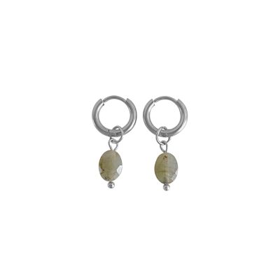 Labradorite Facet Earrings - Silver