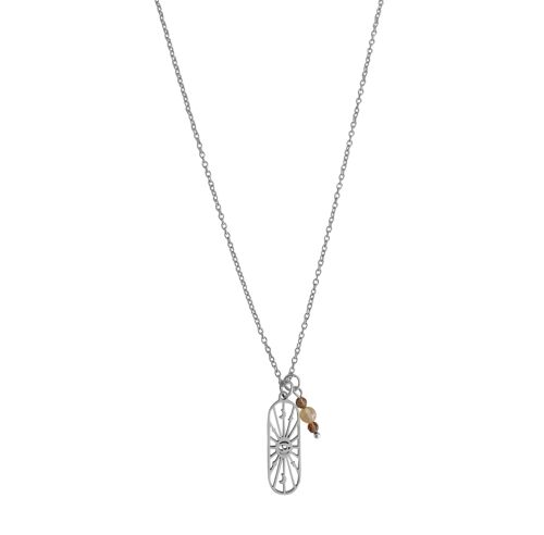 Evil Eye Smokey Quartz & Citrine Necklace - Silver