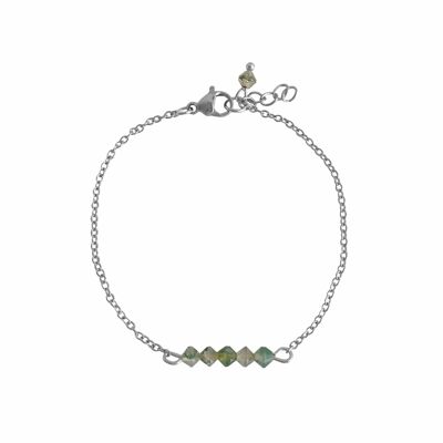 Mos-Achat-Armband - Silber