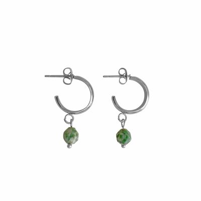 Boucles d'Oreilles Jaspe Tache Verte - Argent