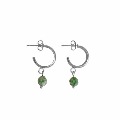 Green Spot Jasper Earrings - Silver