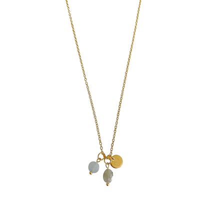 Aquamarine, Labradorite & Heart Necklace - Gold