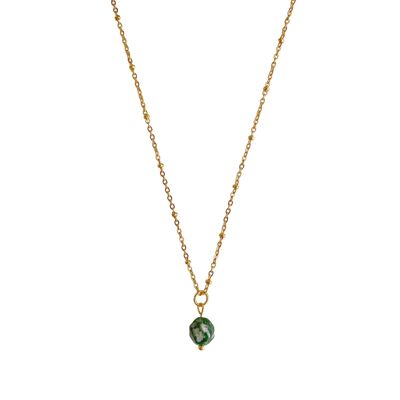 Collana di diaspro punto verde - Oro