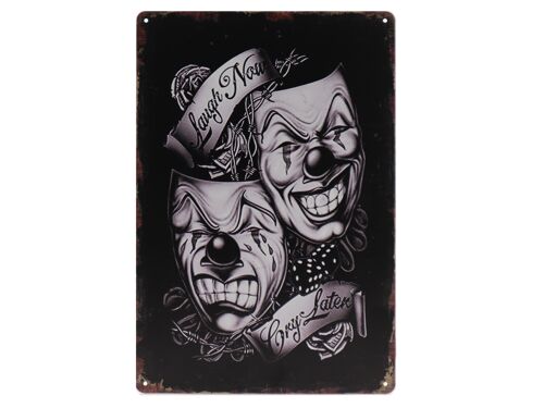 Laugh now Cry later metalen bord 20x30cm