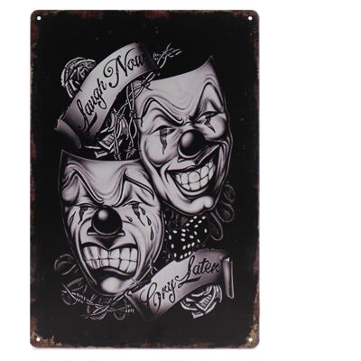 Laugh now Cry later metalen bord 20x30cm